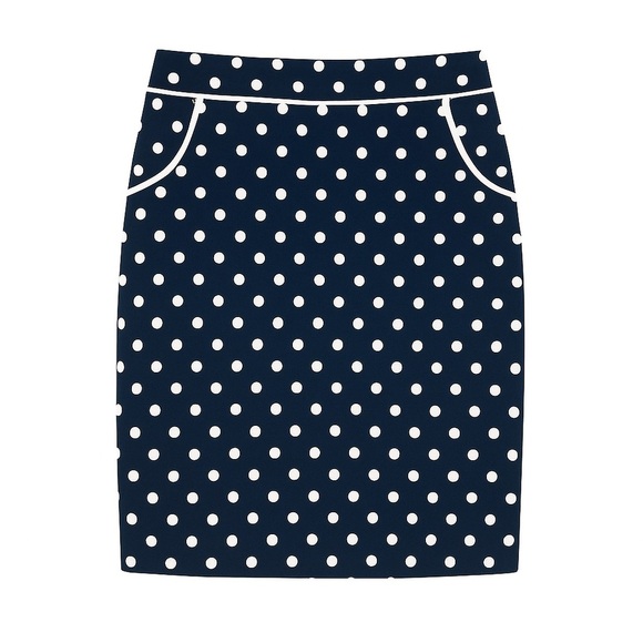 Vintage Eloquii Navy and White Polka Dot Pencil Skirt 50s/60s Retro - Picture 2 of 12